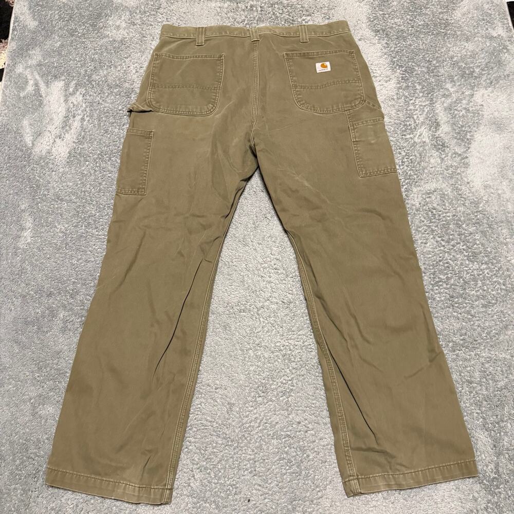Carhartt Pants Mens 38 x30 (37x29) Green Brown Carpenter Workwear Chino